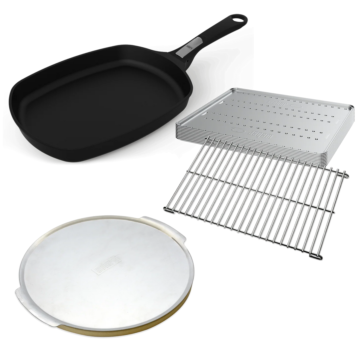 Weber Essentials Pack bundle with grill tools and accessories for Weber Q gas grills, featuring a compact and practical set.