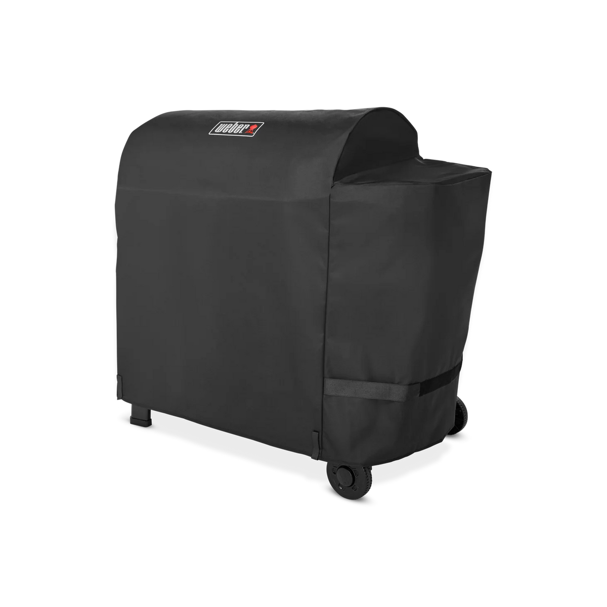 Weber Smoque XL premium grill cover in black, designed to protect the barbecue from weather elements.