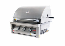 Load image into Gallery viewer, Grandfire Deluxe 30 in-built bbq head SS Grill hotplate briquette Burner Cover double mounted halogen Lights LED System back burner Rotis Kit -LPG Model