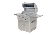 Load image into Gallery viewer, Grandfire Deluxe Profile 30 Stainless Steel Charcoal Grill on SS cart with two shelves