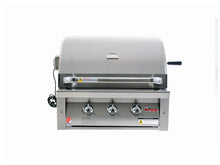 Load image into Gallery viewer, Grandfire Deluxe 30 in-built bbq head SS Grill hotplate briquette Burner Cover double mounted halogen Lights LED System back burner Rotis Kit -LPG Model