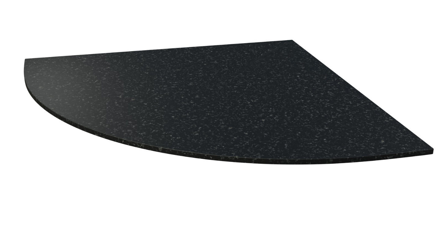 Haus Fire Urban Black corner granite hearth with curved edges, 1250x1250x20 cm, designed for modern fireplace installations