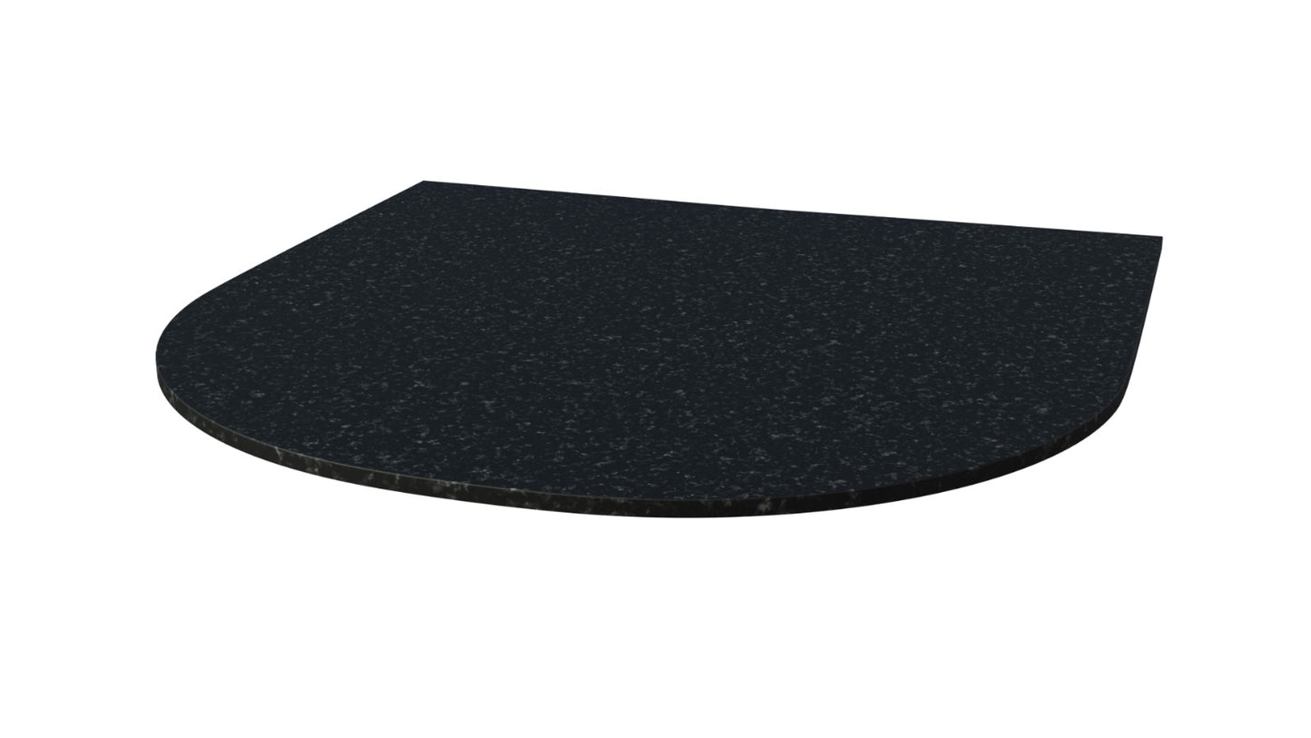 Haus Fire Urban Black flat wall curved hearth in granite, 1250x1250x20, with a sleek black finish and modern design.