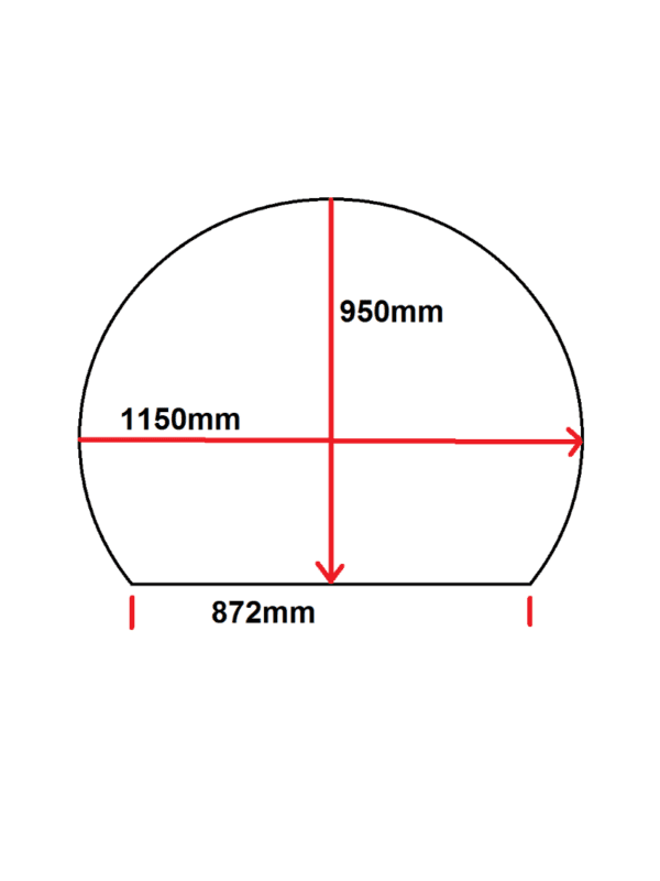Castworks Hearth 1150mm x 950mm Round Granite Hearth w Straight Rear Edge Black Galaxy