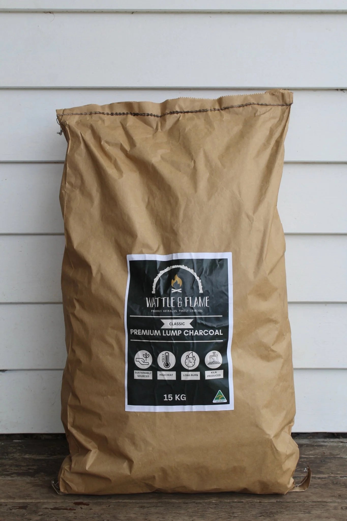 Wattle and Flame 15kg Classic Australian Mallee Lump Charcoal 35-70mm,