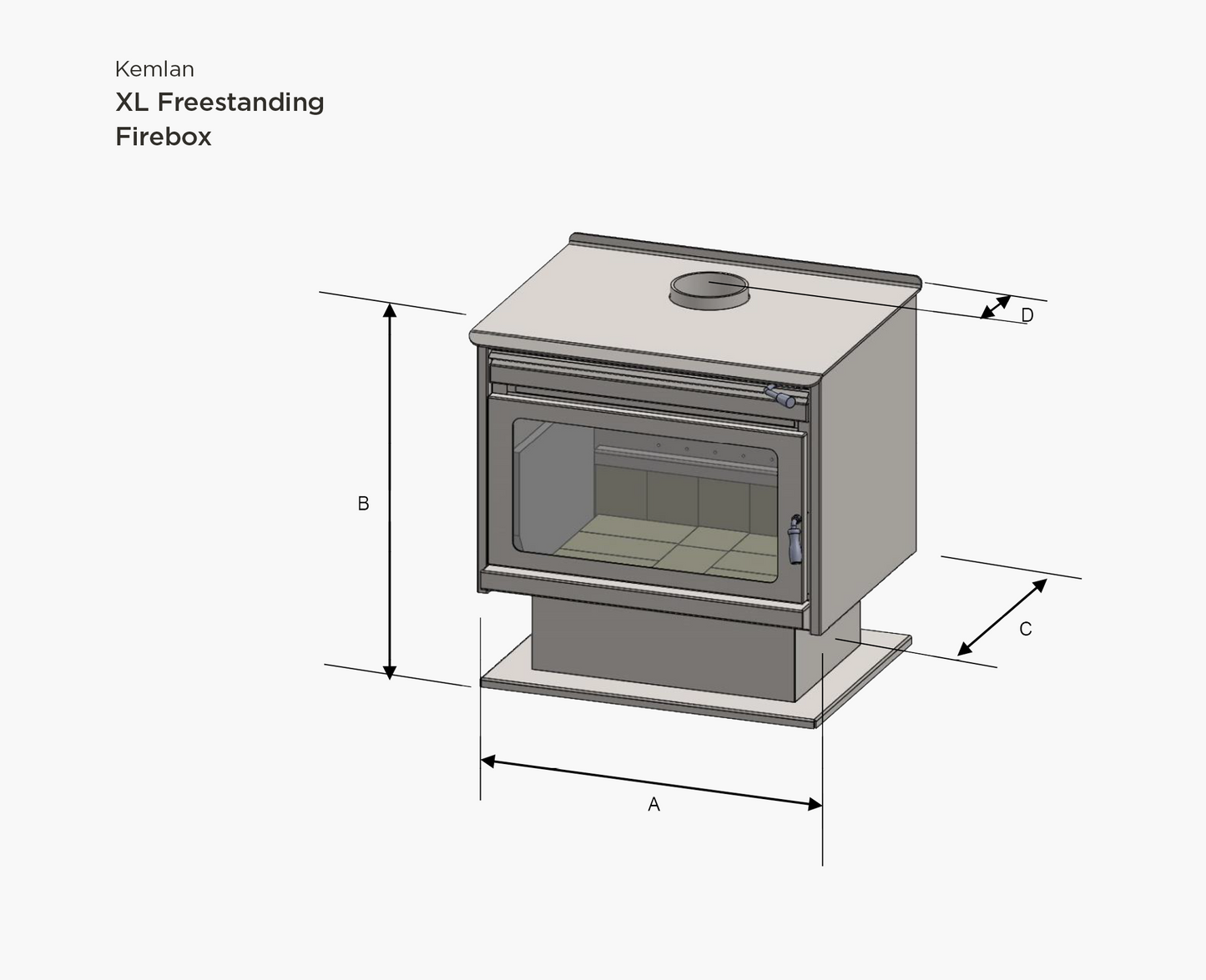 Kemlan XL Freestanding Wood Fireplace With Fan Black