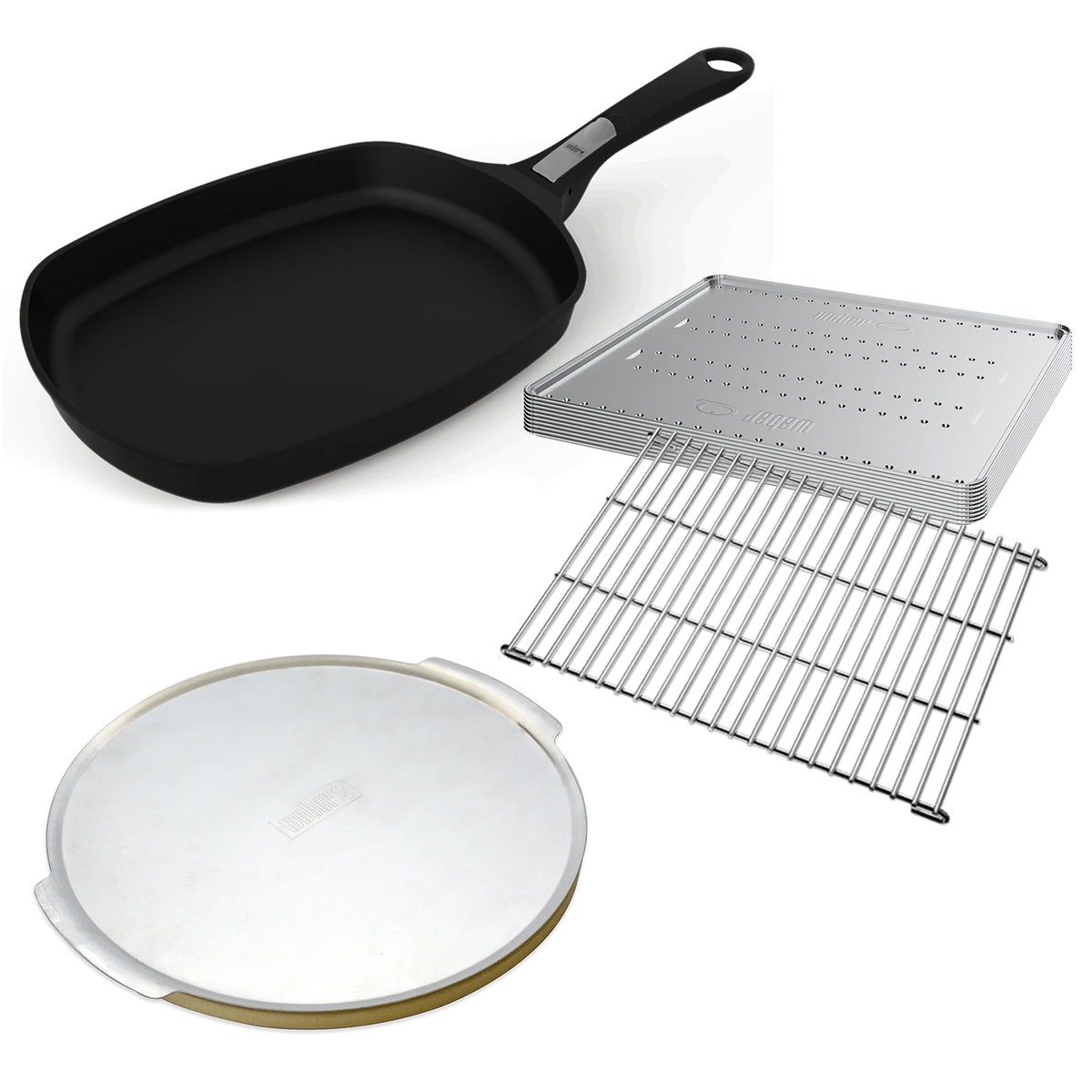 Weber Essentials Pack Family Q bundle with grilling tools and accessories for family barbecues, displayed on a clean background.