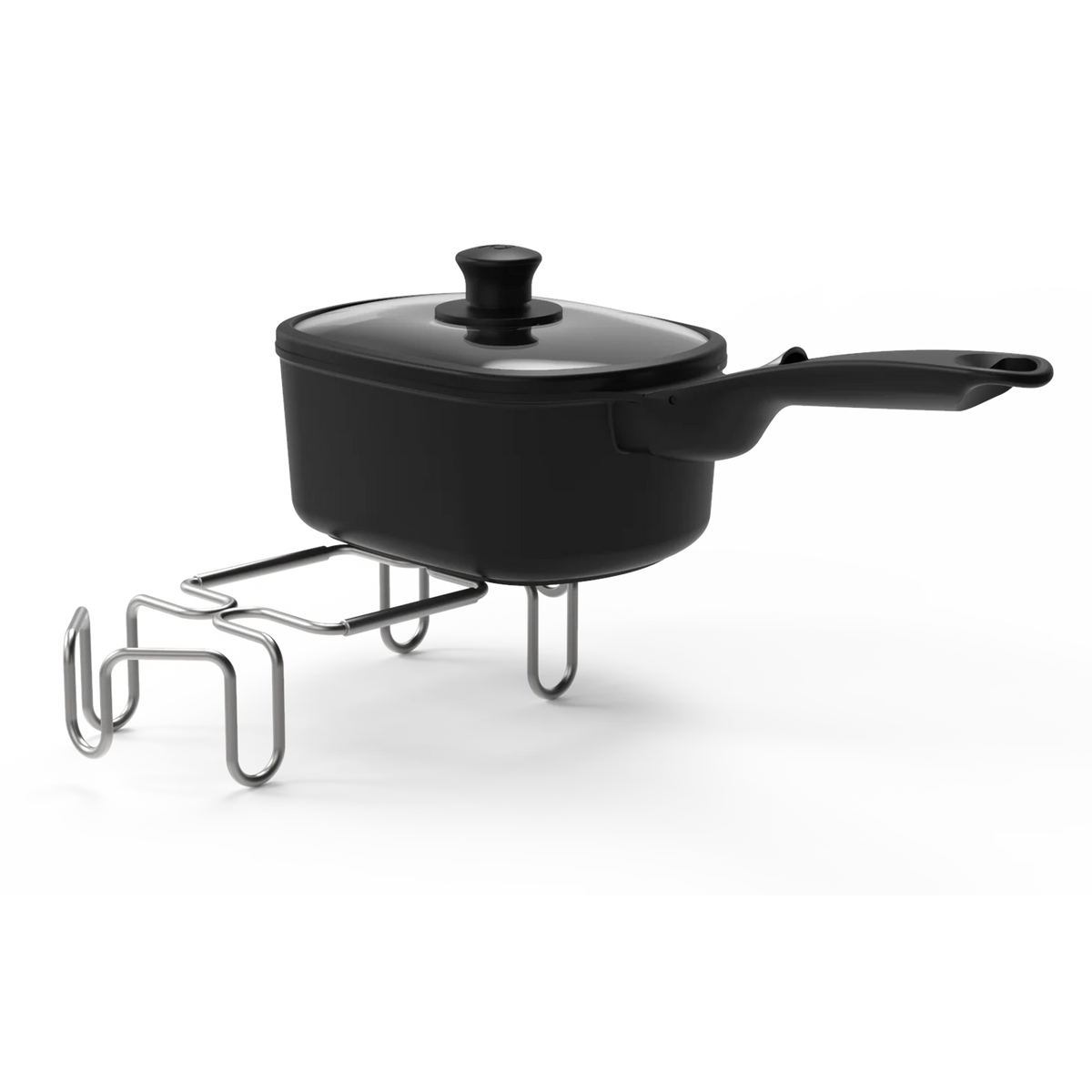Weber Baby Q saucepan and trivet set, compact cookware with heat-resistant trivet for safe handling and serving.