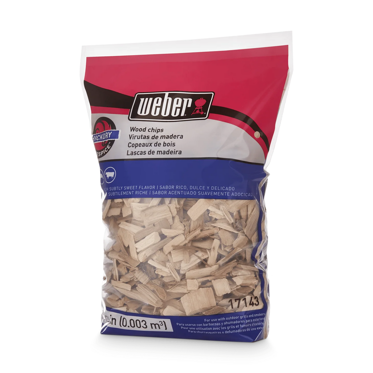 Hickory wood chips for smoking, natural BBQ and fireplace wood chips, shown in a clear image with a pile of smoked wood pieces.