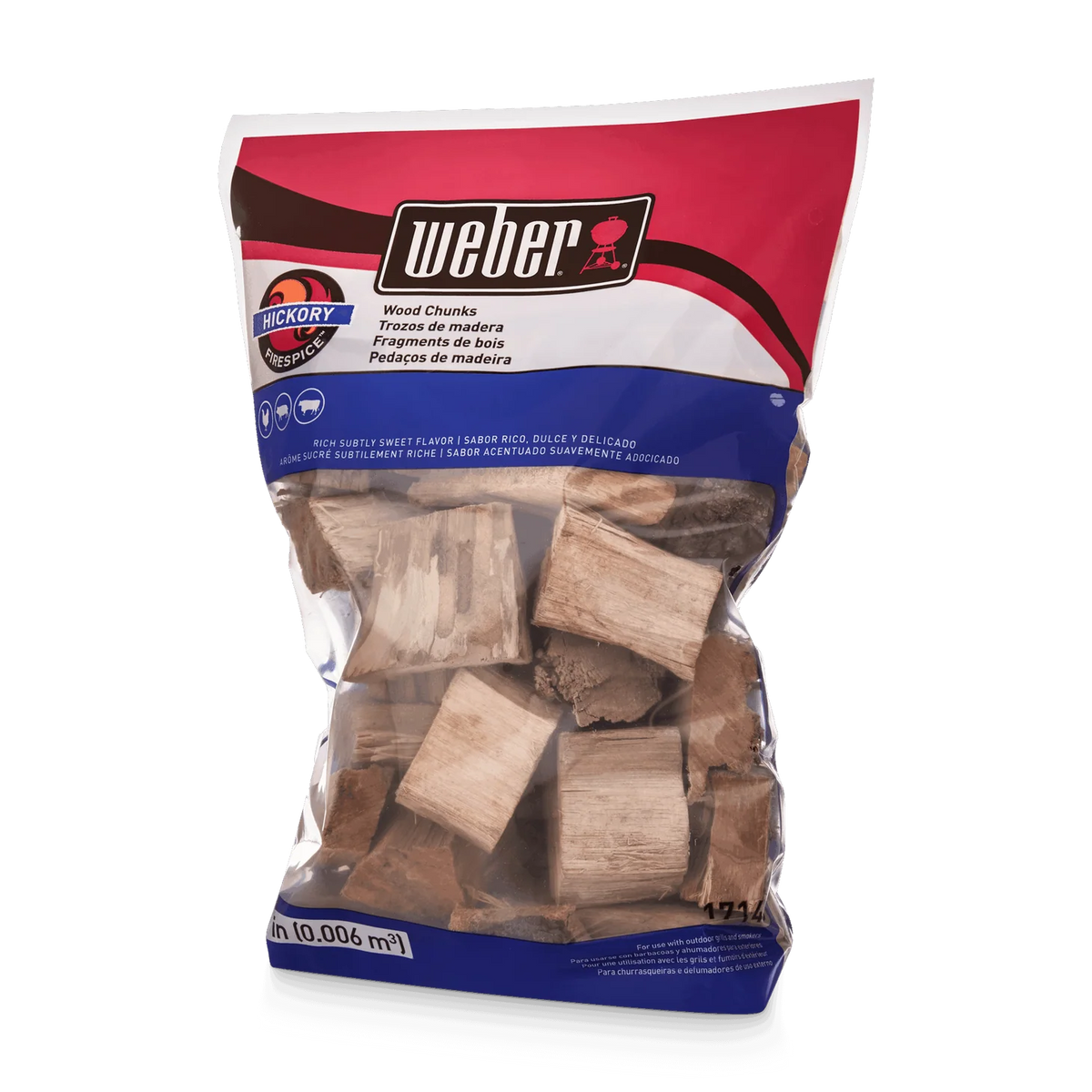 Hickory wood chunks for smoking from BBQ and Fireplace Centre, showing irregular hickory wood pieces for grilling and smoking.