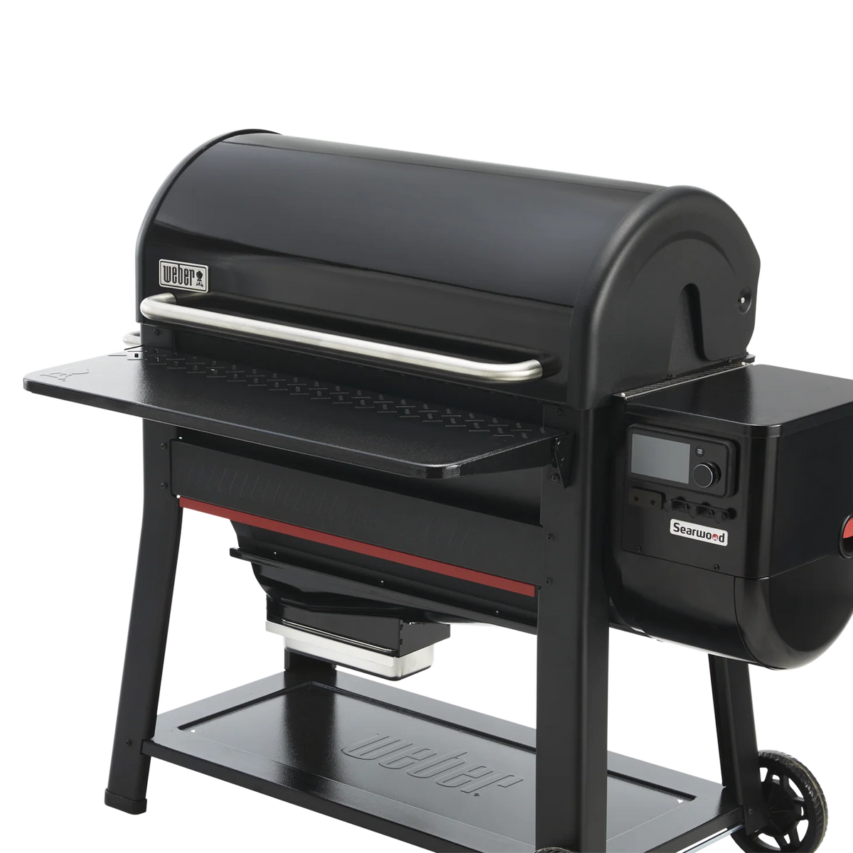 Large Weber Pellet Folding Front Table, a sturdy outdoor grilling accessory with a foldable design for easy storage and use.