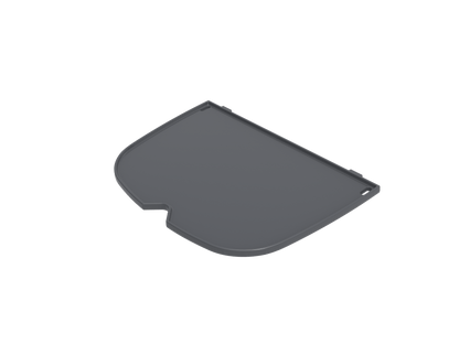 Weber Baby Q Half hotplate for grill, showing a compact stainless steel cooking surface with heat zones.