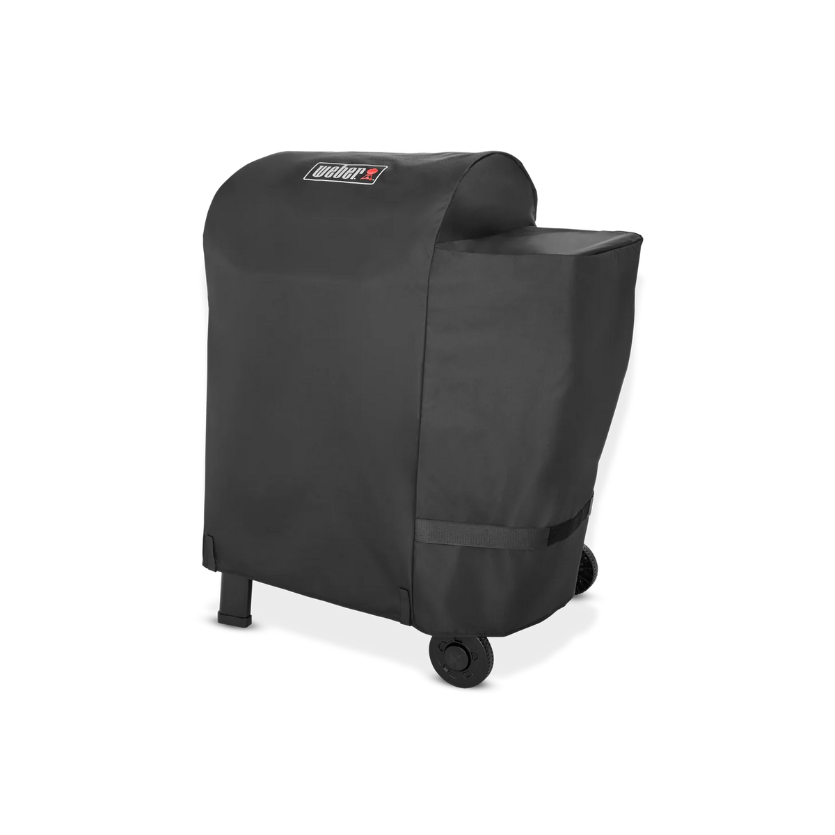 Weber Smoque premium grill cover in black, made of durable material, designed to protect Weber grills from weather elements.