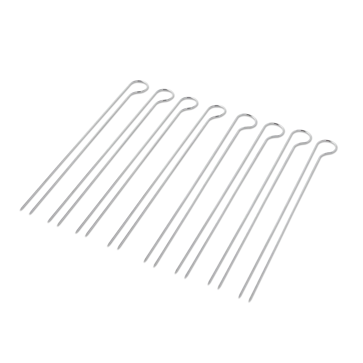 Weber skewer set of stainless steel utensils for grilling, featuring multiple skewers and easy handling for outdoor barbecue cooking.