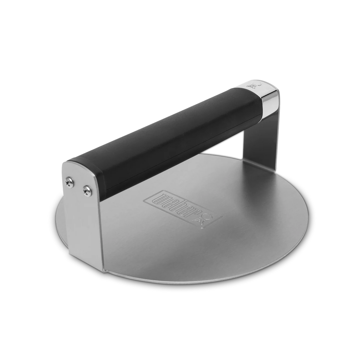 Weber Griddle Smashed Burger Press for making evenly flattened burger patties on a griddle or grill.