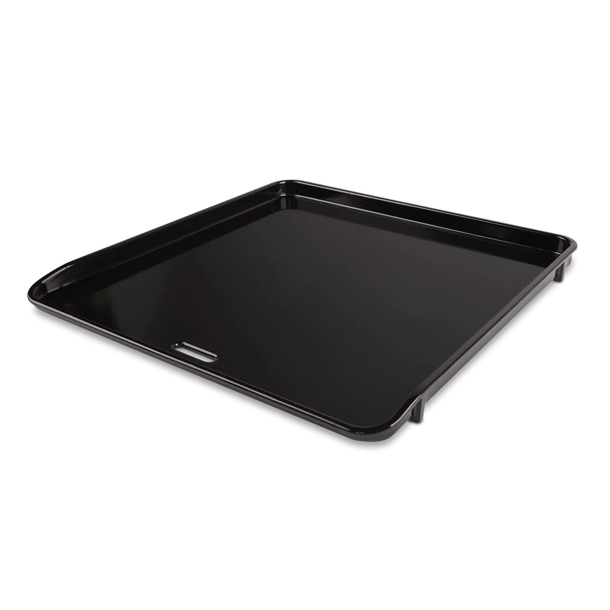 Weber Crafted griddle hotplate for grilling, showing a close-up of the black, flat cooking surface with textured finish.