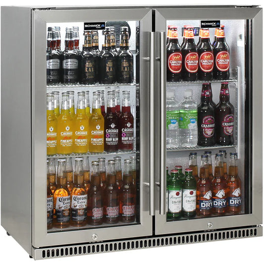 Schmick Stainless Bar Fridge 2 Door With Heated Glass and Triple Glazing - Model SK190-SS (FITS GF MODULE)