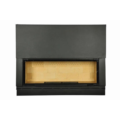 Axis H1600 single-sided panoramic wood fireplace with lift and swing door, inbuilt firebox for modern home heating and ambiance.