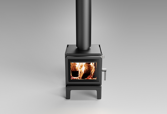 Blaze Z1 LEGS wood fireplace stand showing black metal legs and frame for supporting a Blaze Z1 LEGS wood stove.