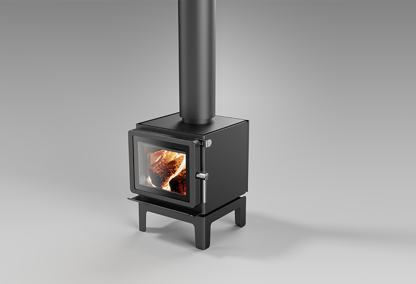 Blaze Z1 LEGS wood fireplace with sturdy metal legs for supporting a cozy wood-burning stove or fireplace.