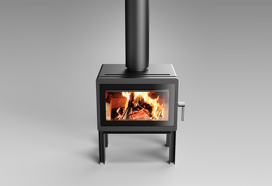 Blaze Z2 LEGS wood fireplace stand with metal legs, designed for Blaze Z2 wood-burning fireplace insert.