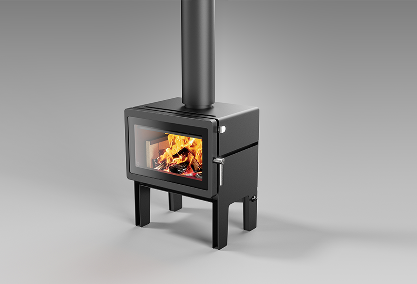 Blaze Z2 LEGS wood fireplace stand with black metal legs, designed for supporting Blaze Z2 wood-burning fireplace.