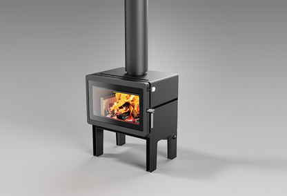 Blaze Z2 LEGS wood fireplace stand with black metal legs, designed for supporting Blaze Z2 wood-burning fireplace.