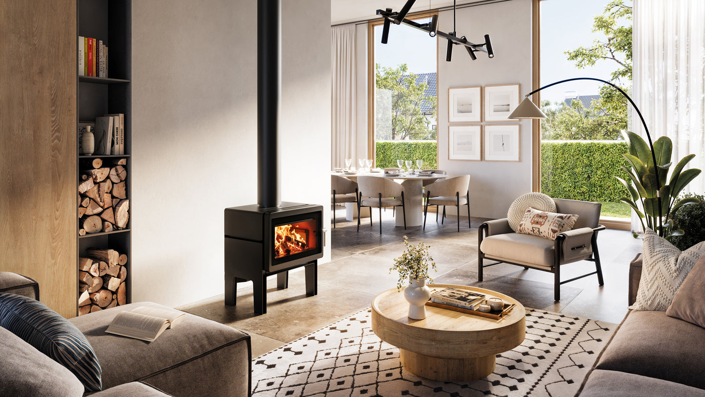 Blaze Z2 LEGS for wood fireplace, showing sturdy metal support legs with a black finish, designed for Blaze Z2 fireplace model.