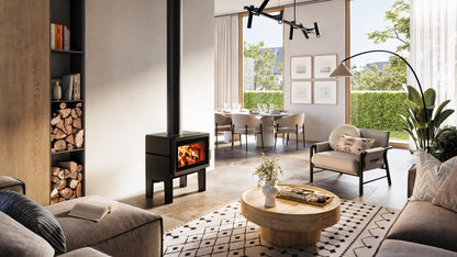 Blaze Z2 LEGS for wood fireplace, showing sturdy metal support legs with a black finish, designed for Blaze Z2 fireplace model.