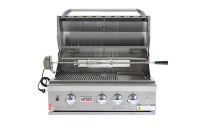 Grandfire Classic 32 in-built grill head SS grills hotplate flame tamer halogen lights back burner Rotis kit
