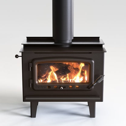 Nectre Mark 2 wood fireplace with legs, showcasing its classic design and sturdy construction for cozy heating.