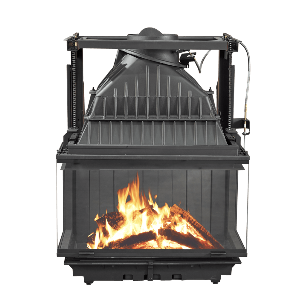 Cheminees Philippe 8903V Dual opening door. Heats up to 300 Sqm.