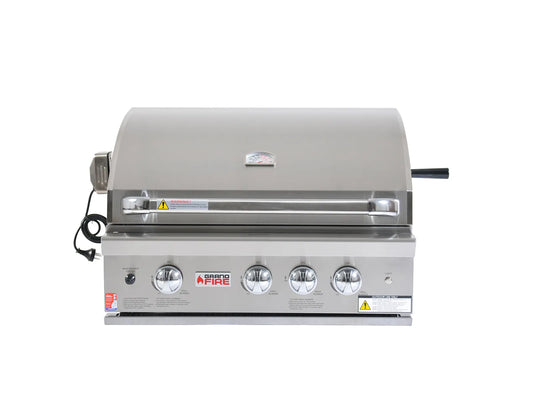 Grandfire Classic 32 in-built grill head SS grills hotplate flame tamer halogen lights back burner Rotis kit