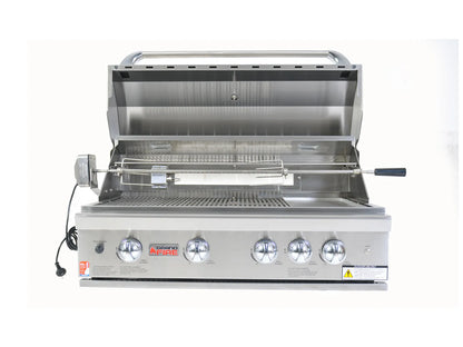 Grandfire Classic 38 in-built bbq head SS grills hotplate flame tamer halogen lights back burner Rotis kit