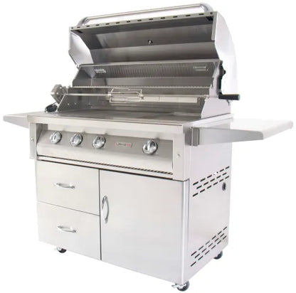 Grandfire Deluxe 42 BBQ on Cart with two shelves