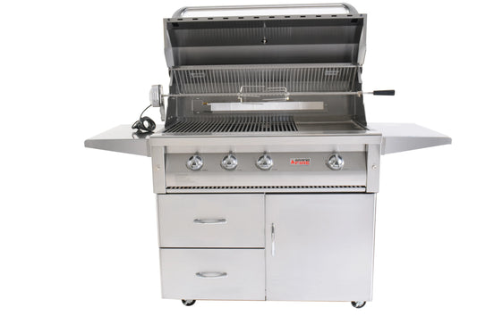 Grandfire Deluxe 42 BBQ on Cart with two shelves