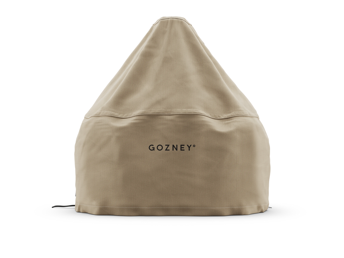 Gozney Dome XL (Gen 2) pizza oven cover in front view, showcasing durable outdoor protective cover for large Gozney pizza oven.