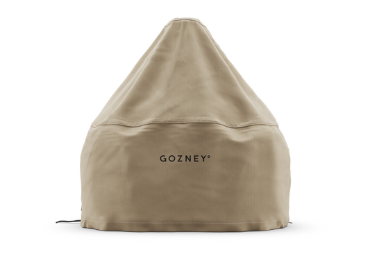 Gozney Dome XL (Gen 2) pizza oven cover in front view, showcasing durable outdoor protective cover for large Gozney pizza oven.