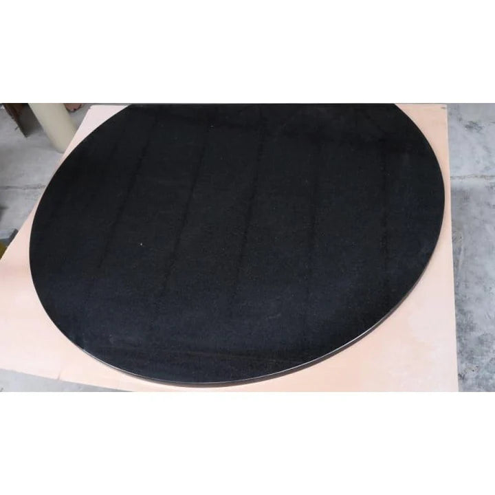 Castworks Hearth 1150mm x 950mm Round Granite Hearth w Straight Rear Edge Black Galaxy