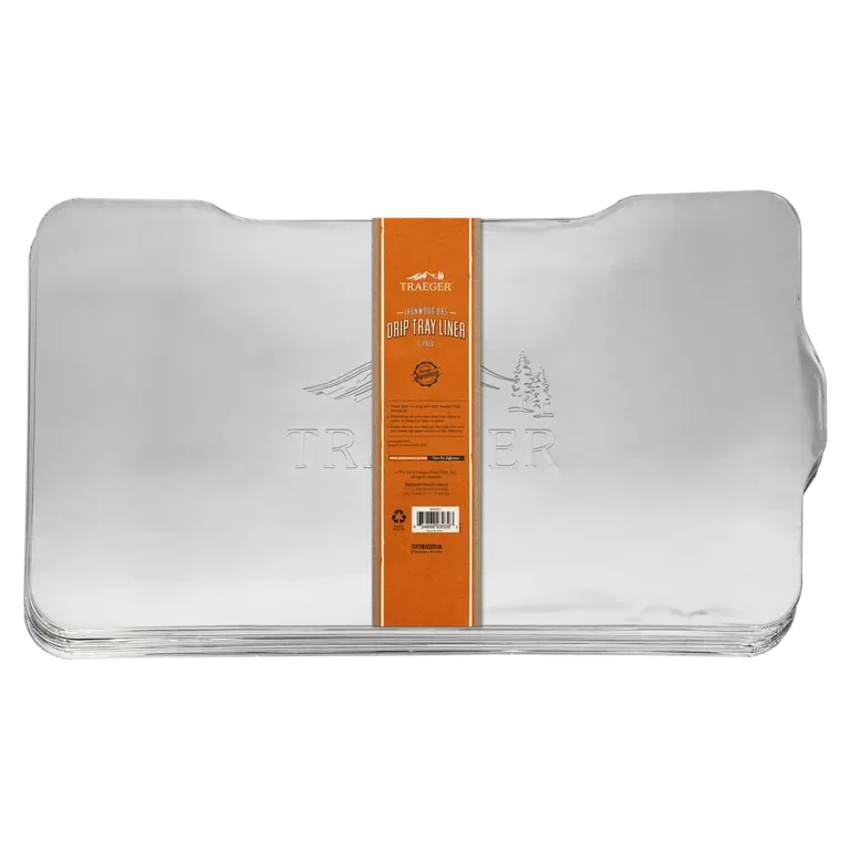 Set of five Traeger Ironwood 885 drip tray liners for BBQ accessories, designed to fit and protect the grill’s drip tray.
