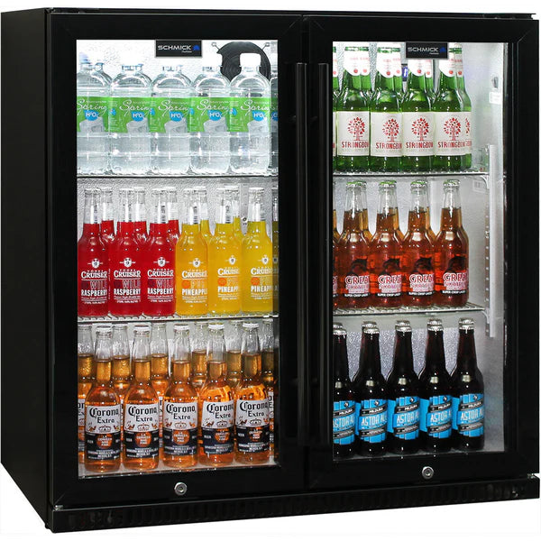 Schmick Black Bar Fridge 2 Door With Heated Glass and Triple Glazing - Model SK190-B (FITS GF MODULE)
