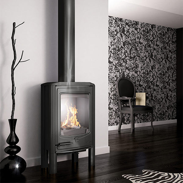 Seguin Jade Freestanding Cast Iron Wood Stove - Grey