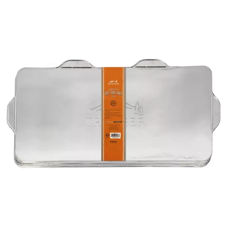 Set of five Timberline 1300 BBQ drip tray liners from Traeger, designed for easy replacement and clean-up.