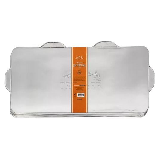 Set of five Timberline 1300 BBQ drip tray liners from Traeger, designed for easy replacement and clean-up.