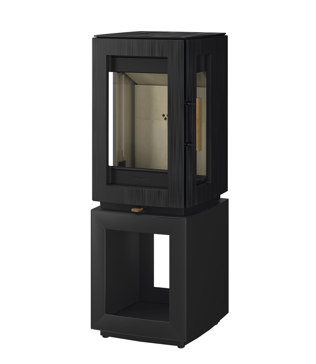 Castworks Hergom Glow Freestanding Fireplace with Wood Storage