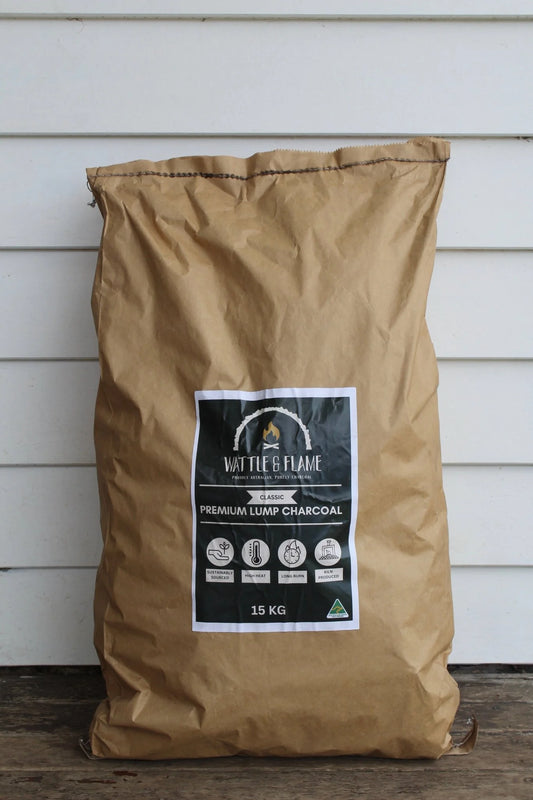 Wattle and Flame 15kg Classic Australian Mallee Lump Charcoal 35-70mm,