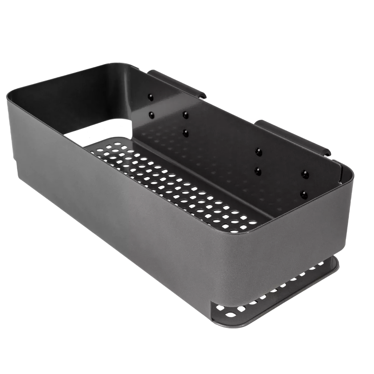 Traeger P.A.L. Pop-And-Lock storage bin for BBQ accessories, durable plastic container with secure locking lid, in a studio angle.