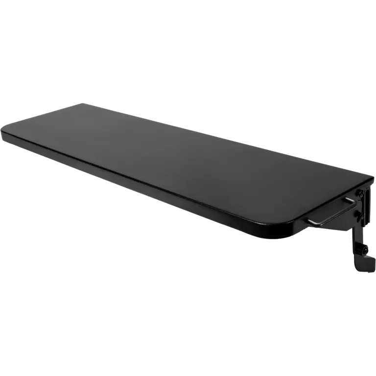 Traeger P.A.L. Pop-And-Lock XL front shelf for BBQ grills, showing a sturdy metal accessory with locking mechanism from a front angle.