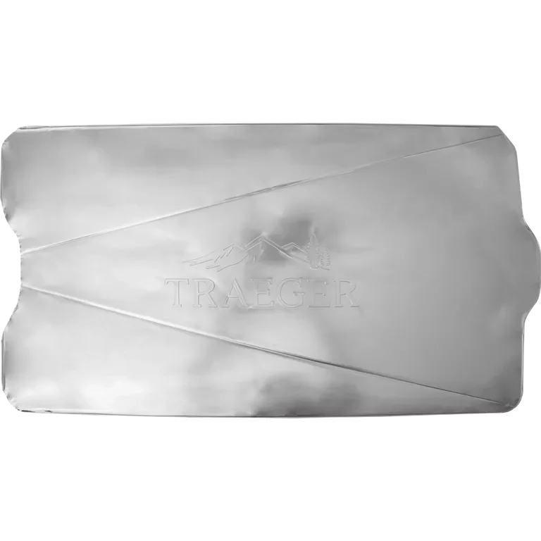 Traeger Woodridge size C drip tray liners for BBQ grills, five-pack, universal replacement accessories for outdoor cooking.