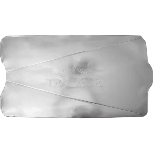 Traeger Woodridge size C drip tray liners for BBQ grills, five-pack, universal replacement accessories for outdoor cooking.